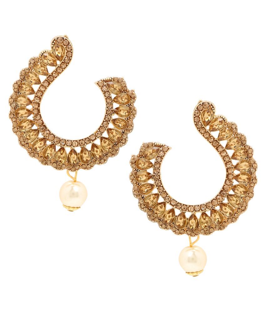     			Asmitta Wedding wear Kundan Studded Dangle Earrings with Pearl Drop