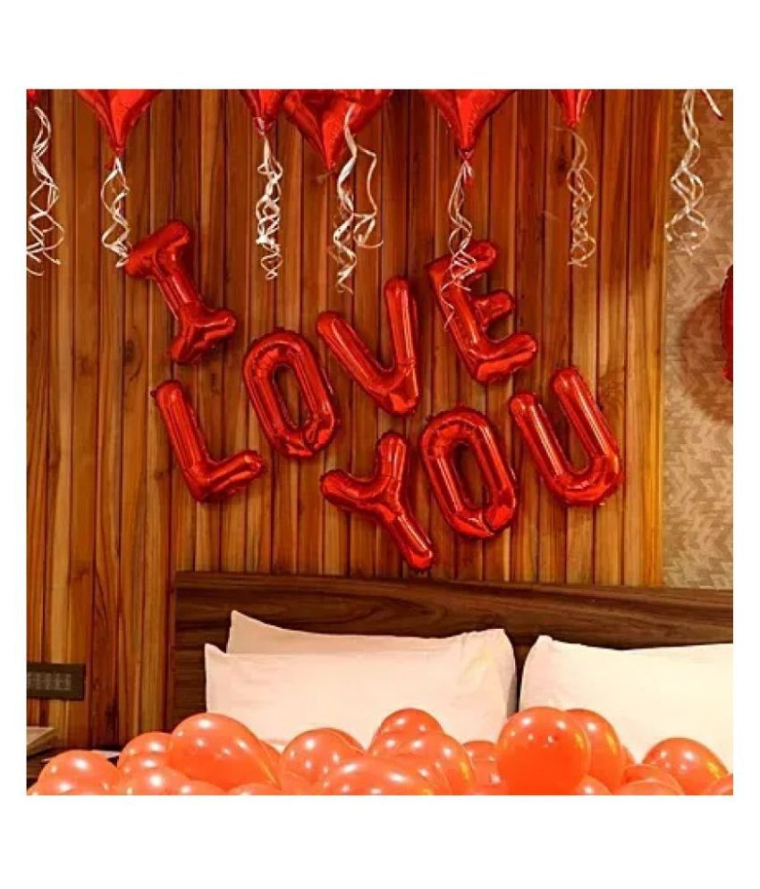     			GNGS "I LOVE YOU" Letters Foil Balloons (Red) + 2 Red Heart Foil Balloons + 50 Red Party Decorations Balloons