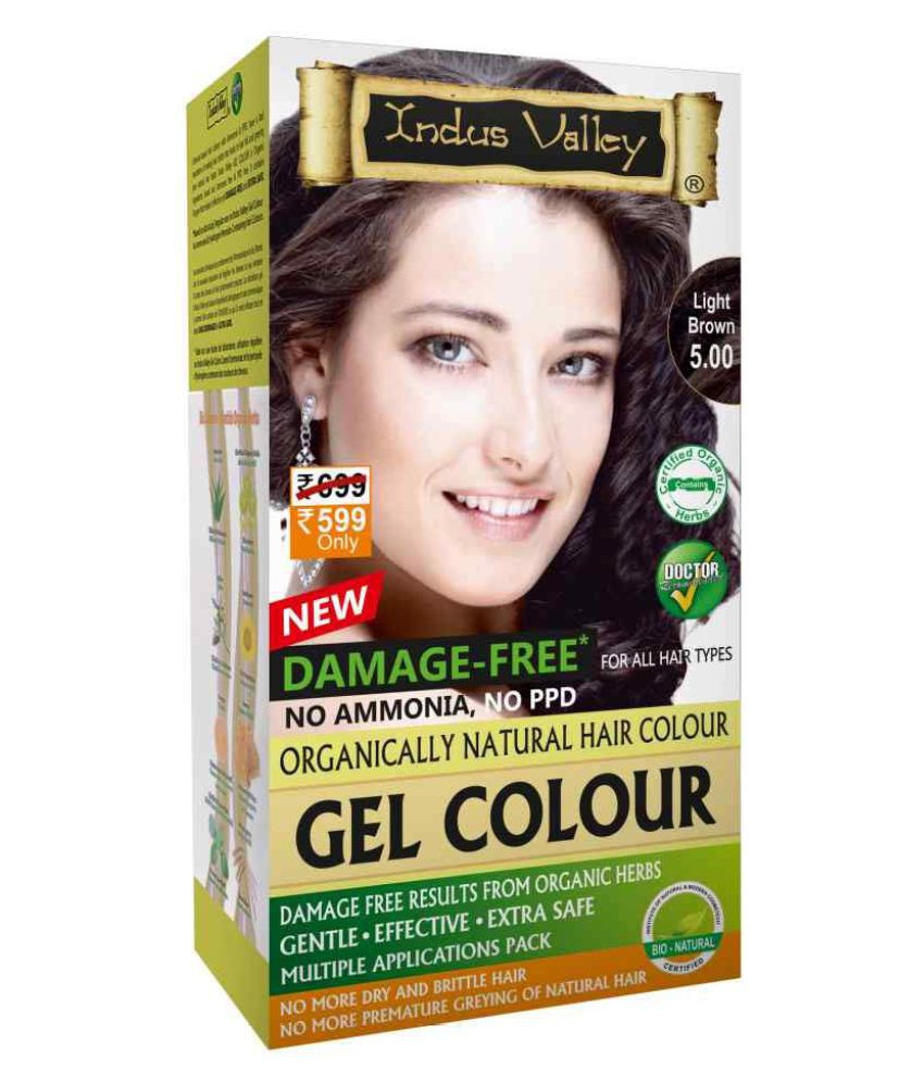     			Indus Valley Organically Natural Hair Color No Ammonia Gel Hair Color Light Brown 5.00 , Light Brown