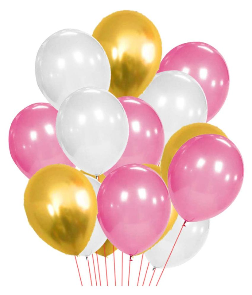     			Blooms Theme Golden, White and Pink Metallic Latex Balloon (Set of 51 Pic)