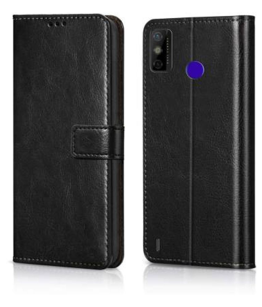     			Tecno Spark Go 2020 Flip Cover by NBOX - Black Viewing Stand and pocket