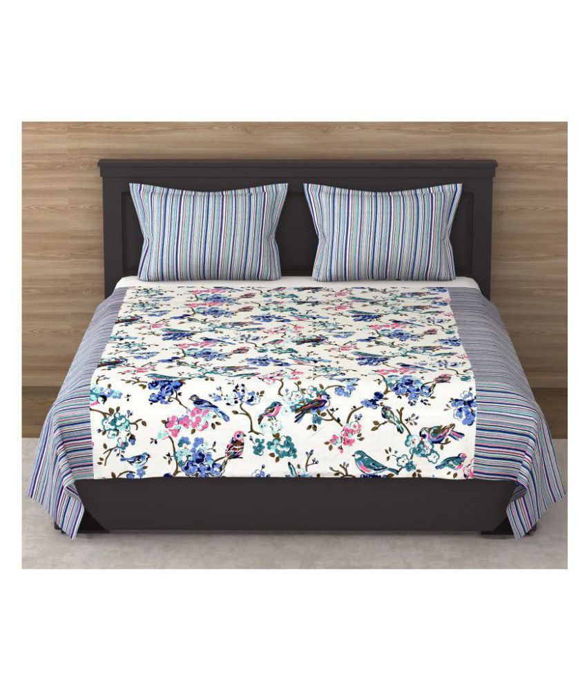 Varde Cotton King Size Bed Sheet With 2 