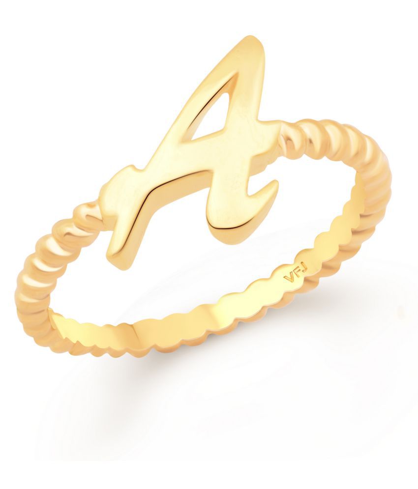     			Vighnaharta Spiral Ring Shank A Letter Gold Plated Alloy Finger Ring for Women and Girls - [VFJ1305FRG14]