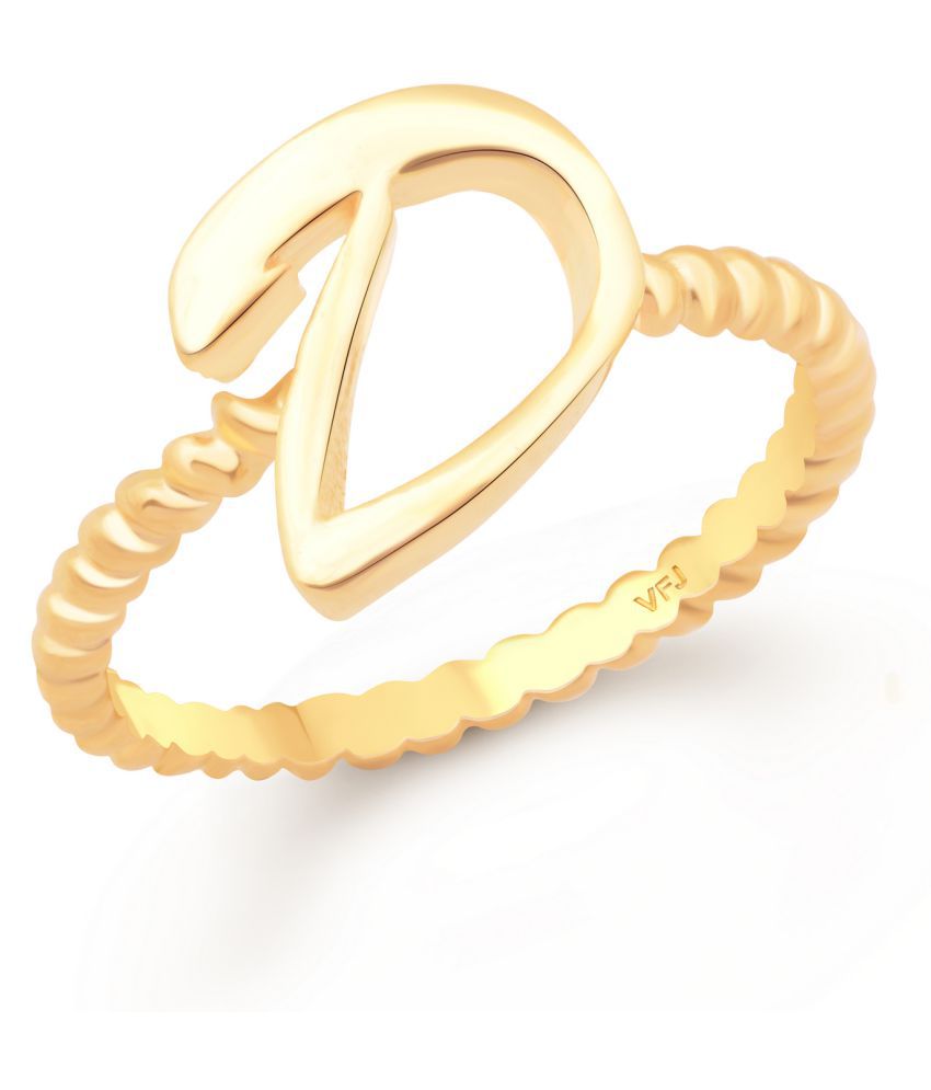     			Vighnaharta Spiral Ring Shank D Letter Gold Plated Alloy Finger Ring for Women and Girls - [VFJ1307FRG8]