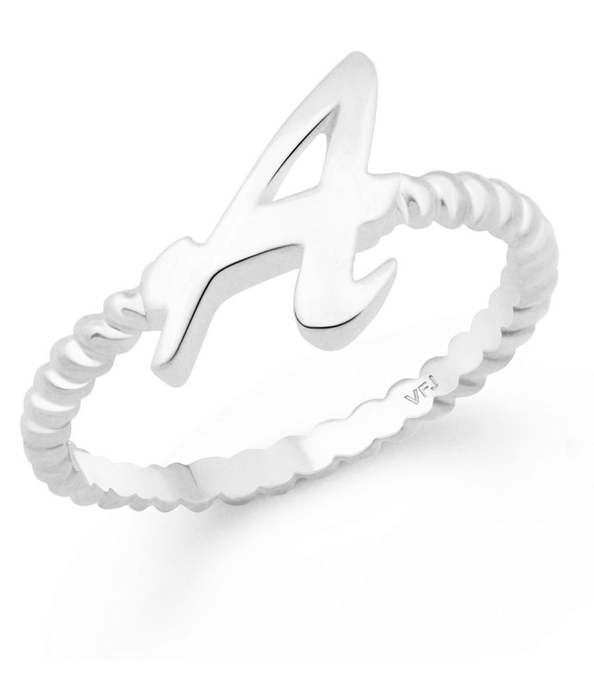     			Vighnaharta Valentine Gift Spiral Ring Shank A Alphabet Rhodium Plated Alloy Finger Ring for Women and Girls - [VFJ1305FRR8]