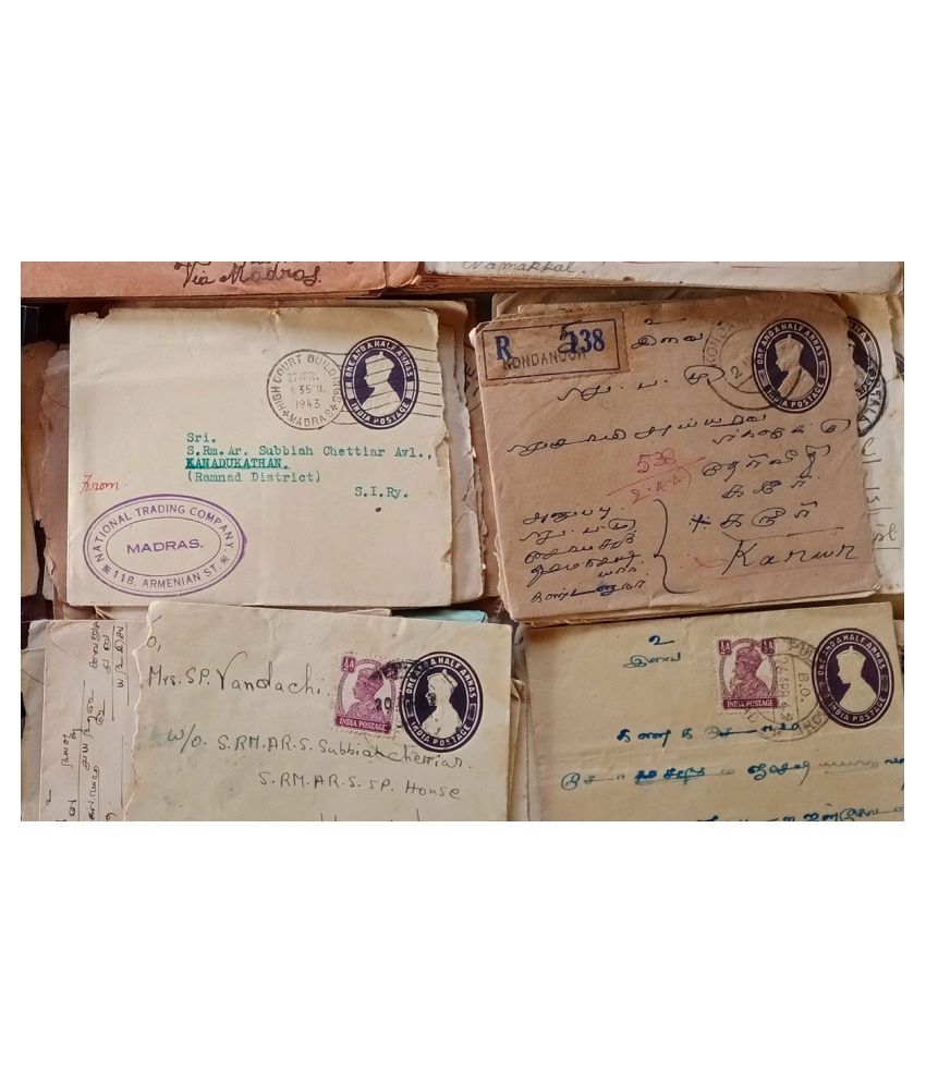     			500 POSTAL HISTORY / COVERS LOT - BRITISH INDIA MIXED - RANDOMLY SELECTED - KING GEORGE V / VI . POST CARDS / EMBOSSED COVERS / STAMPED COVERS