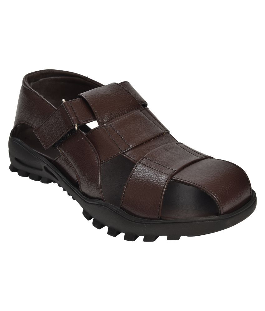     			Ajanta Black Synthetic Leather Sandals
