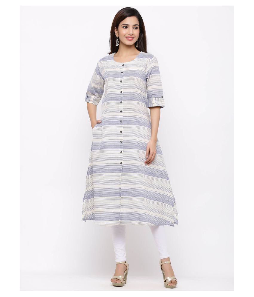 Zola Blue Cotton Aline Kurti Buy Zola Blue Cotton Aline Kurti