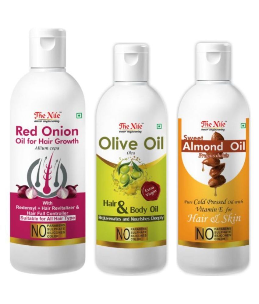     			The Nile Red Onion 200 Ml + Olive Oil 100 ML + Almond Oil 100 ML 400 mL Pack of 3