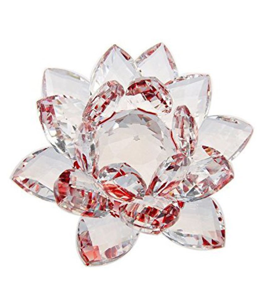     			KESAR ZEMS Crystal Lotus Flower Showpiece For Home Decor (10 cm x 10 cm x 6 cm, Red)