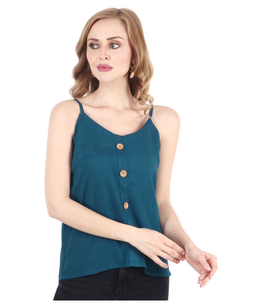     			POPWINGS Rayon Regular Tops - Turquoise