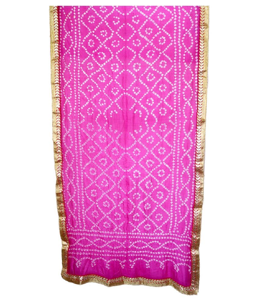     			Raj Pink Art Silk Tie & Dye Dupatta