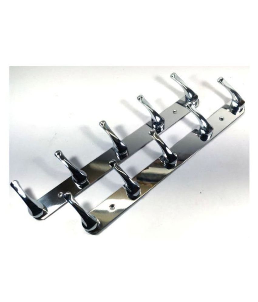 Home Decor Pack of 2 Stainless Steel 5 Pin Wall amp; Door surface mounted Hooks