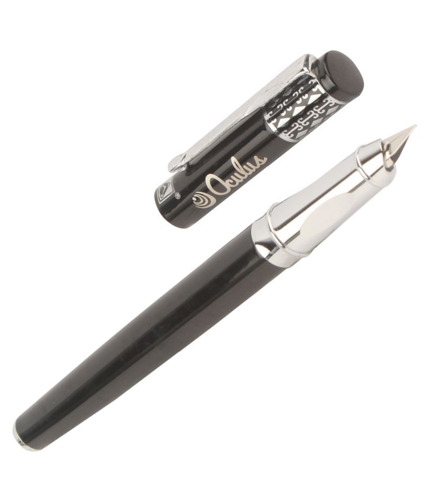Oculus 5913 Black with Silver Combination Metal Fountain Pen. Present in Gift Box.