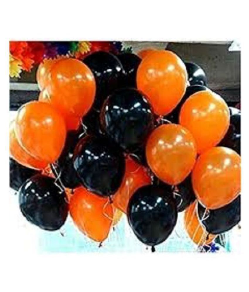     			Kiran Enterprises Pack of 50 Party Decoration Balloons (Orange, Black)