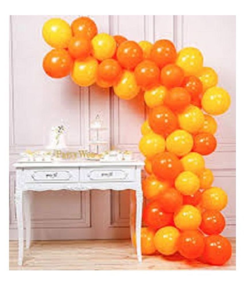     			Kiran Enterprises Solid Birthday / Anniversary Party Balloons (Yellow, Orange, Pack of 50)