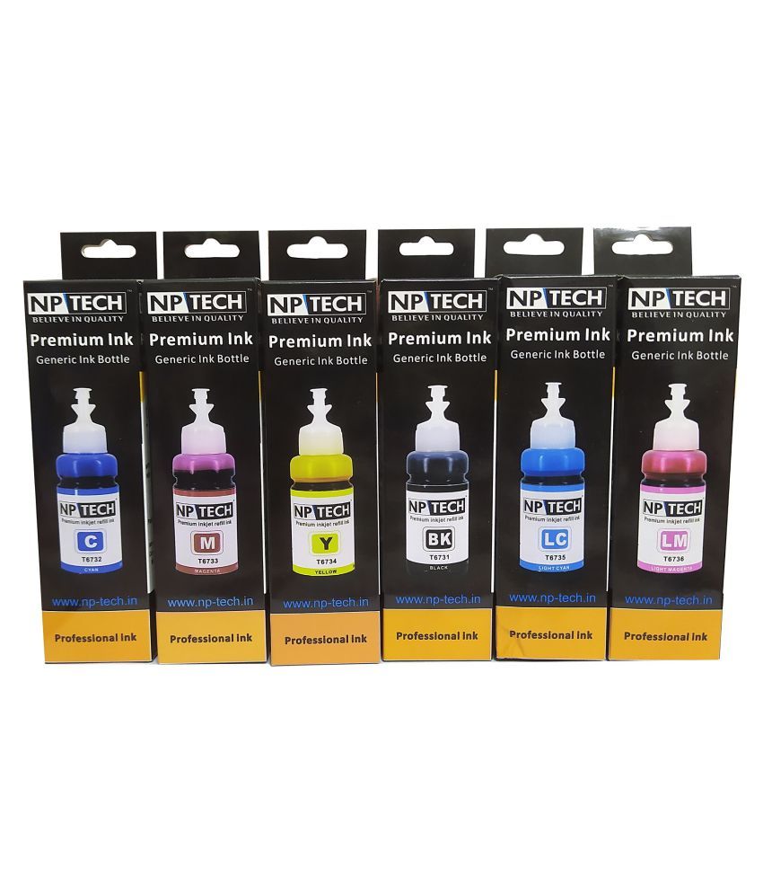 NP TECH Refill Epson 673 Multicolor Pack of 6 Ink bottle for Compatible