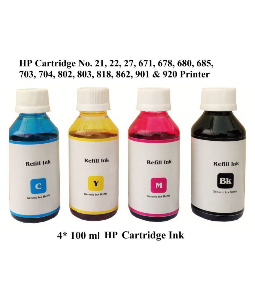 DOTINK Refill HP cartridge Multicolor Pack of 4 Ink bottle for
