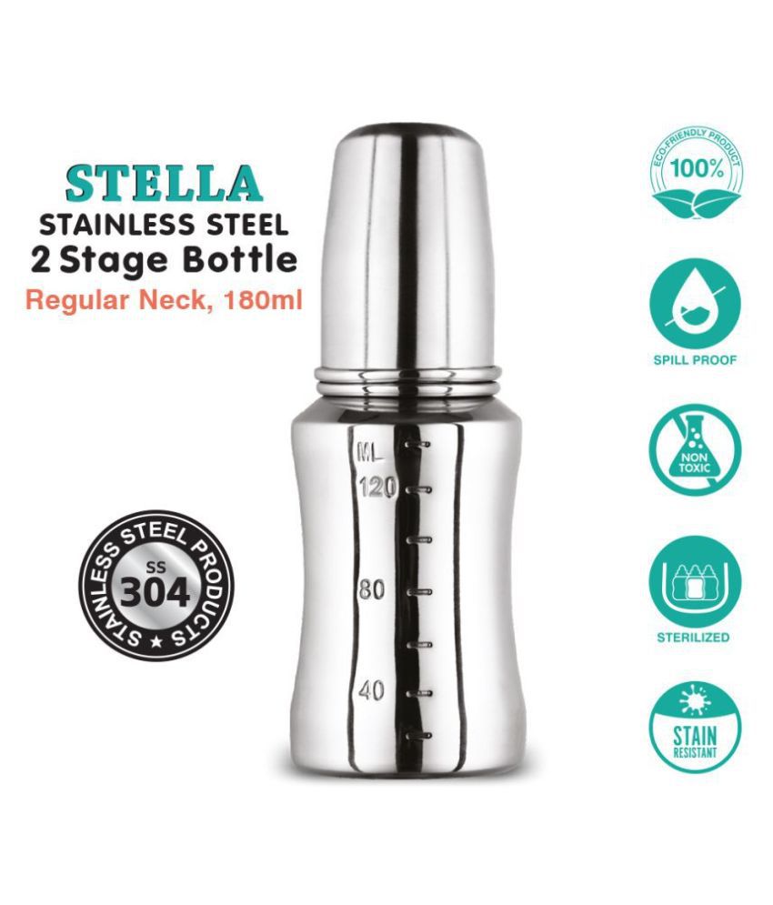 Buddsbuddy Stella Stainless Steel Feeding Bottle RN 180ml With ML Marking