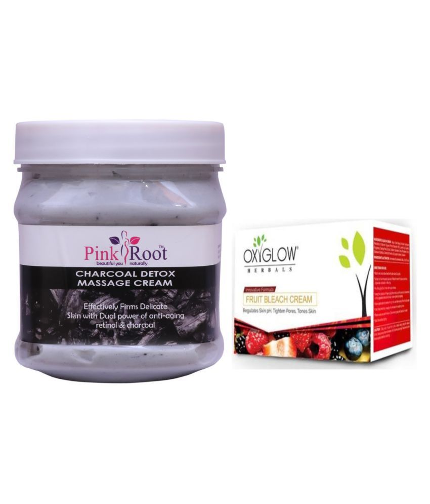 Pink Root Charcoal Cream 500gm With Oxyglow Fruit Bleach Day Cream 50