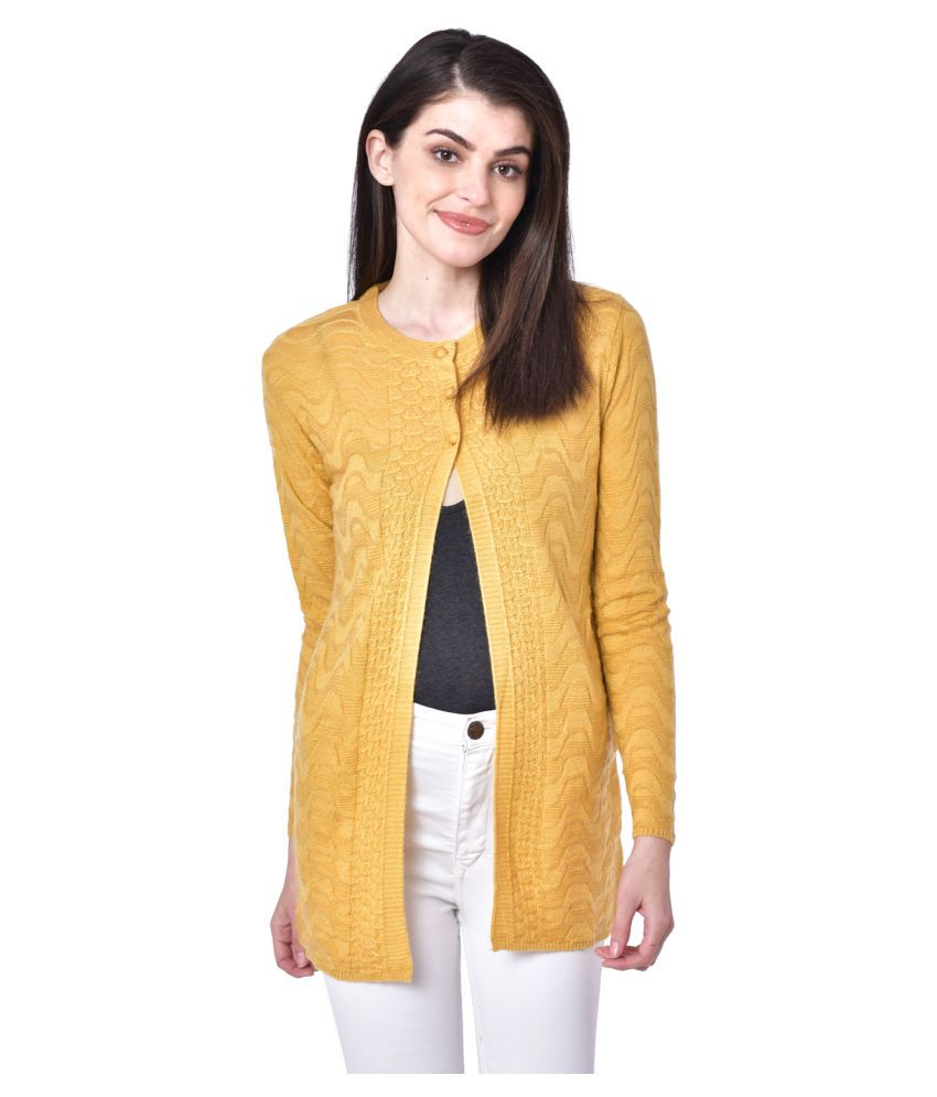     			Clapton Acrylic Yellow Buttoned Cardigans - Single