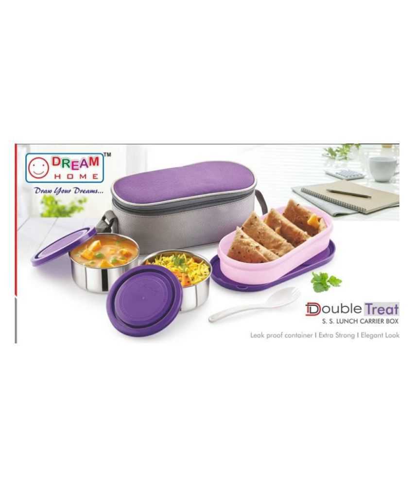 Dream Home Multicolour Stainless Steel Lunch Box