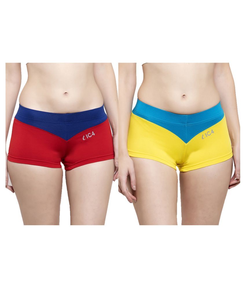     			IC4 Pack of 2 Cotton Lycra Women's Boy Shorts ( Multi Color )