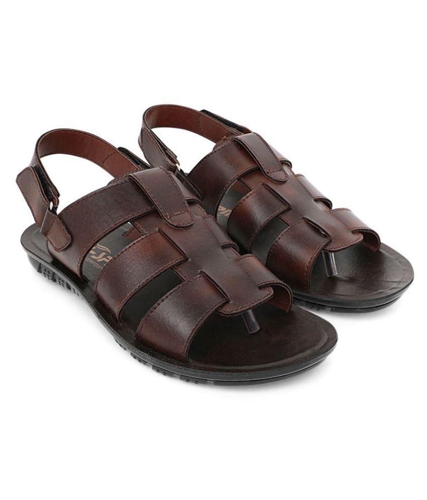     			PU-SPM Brown Faux Leather Sandals