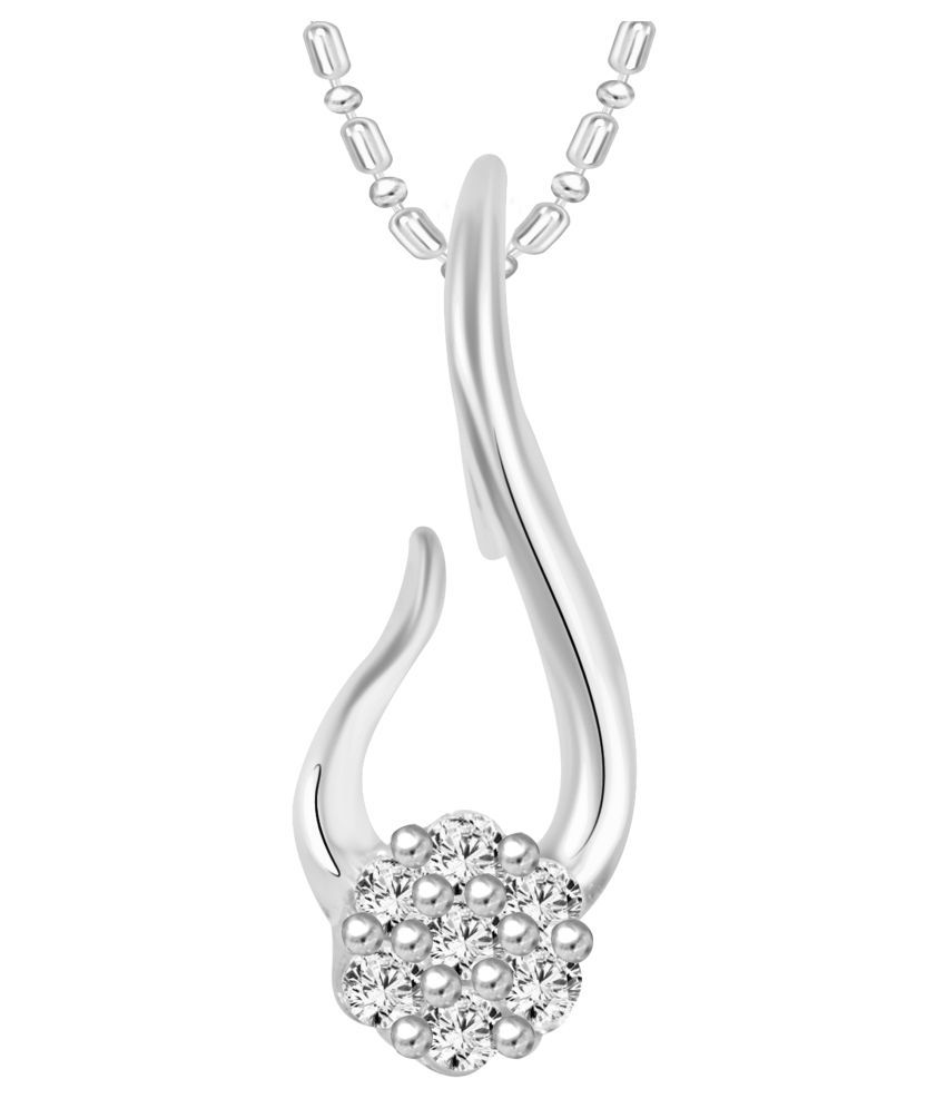     			Vighnaharta Invisible Flower CZ Rhodium Plated Alloy Pendant for Women and Girls-[VFJ1260PR]