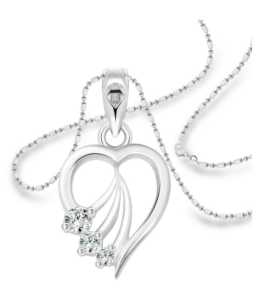     			Vighnaharta Valentine Gift Serenity Heart CZ Rhodium Plated Alloy Pendant for Women and Girls-[VFJ1247PR]