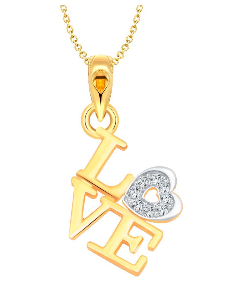     			Vighnaharta Valentine's Love CZ Gold and Rhodium Plated Alloy Pendant for Women and Girls-[VFJ1259PG]