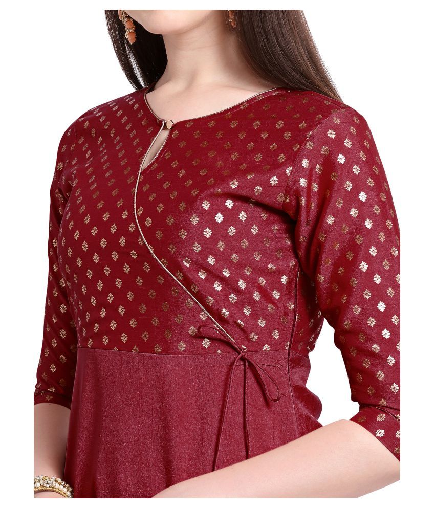 maroon silk kurti