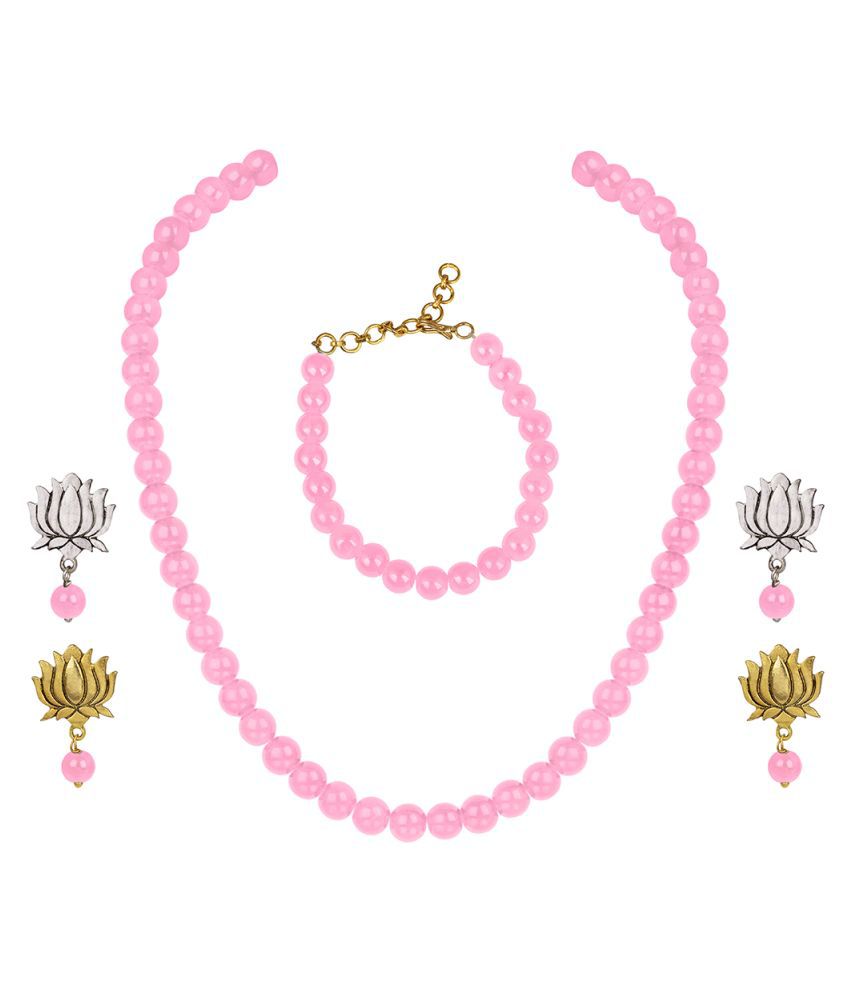     			JFL - Jewellery For Less Peach Contemporary/Fashion Necklace set Combo Princess