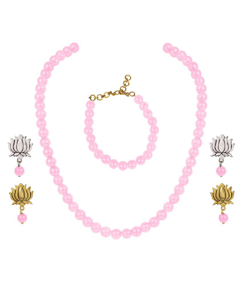     			JFL - Jewellery For Less Pink Contemporary/Fashion Necklace set Combo Princess