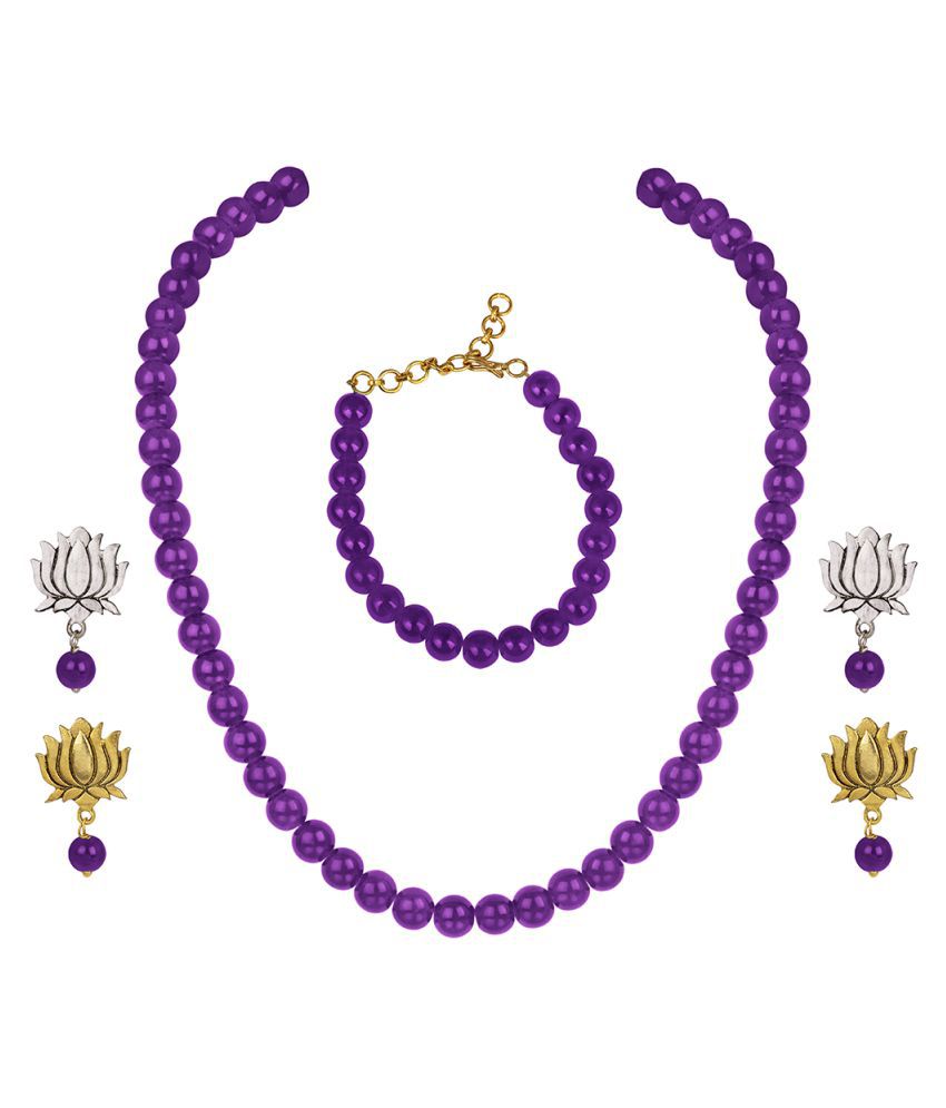    			JFL - Jewellery For Less Purple Contemporary/Fashion Necklace set Combo Princess