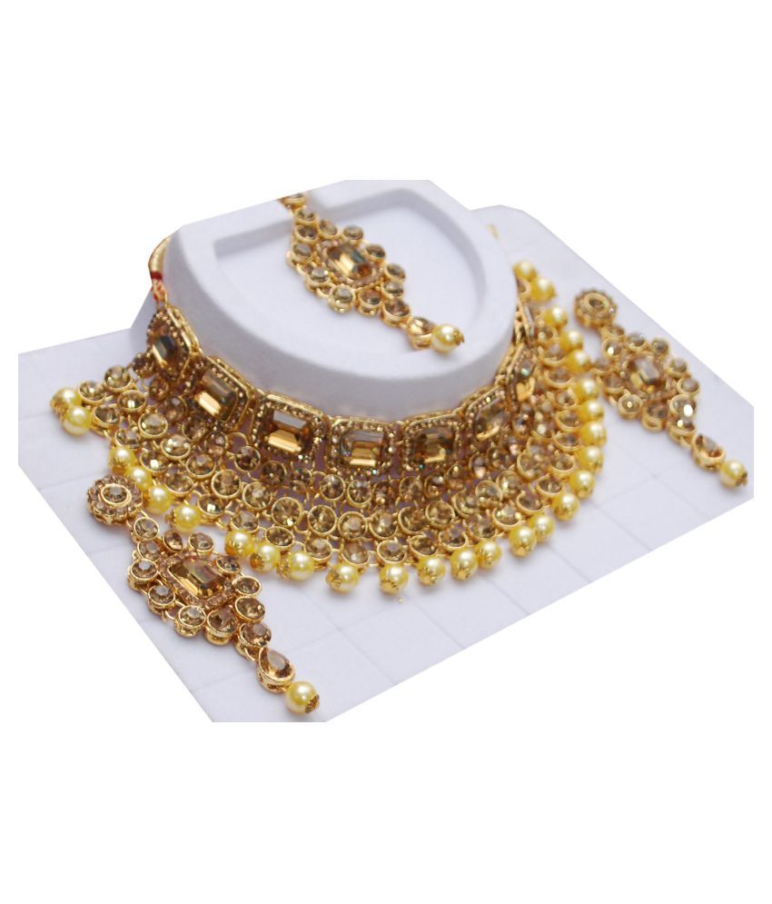 Bridal Kundan Choker Necklace Set Alloy 