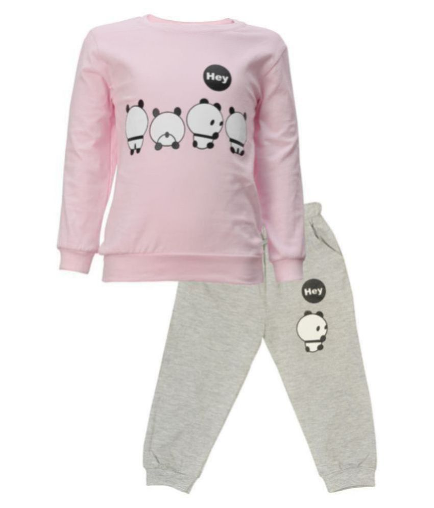     			CATCUB Kids Panda Combo Top & Pant Set (Pink)
