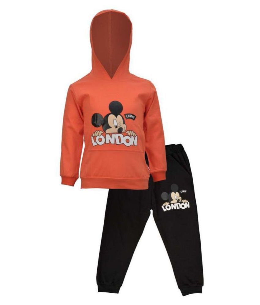     			Catcub Kids Hooded Mickey Mouse Combo Top & Pant Set (Orange)