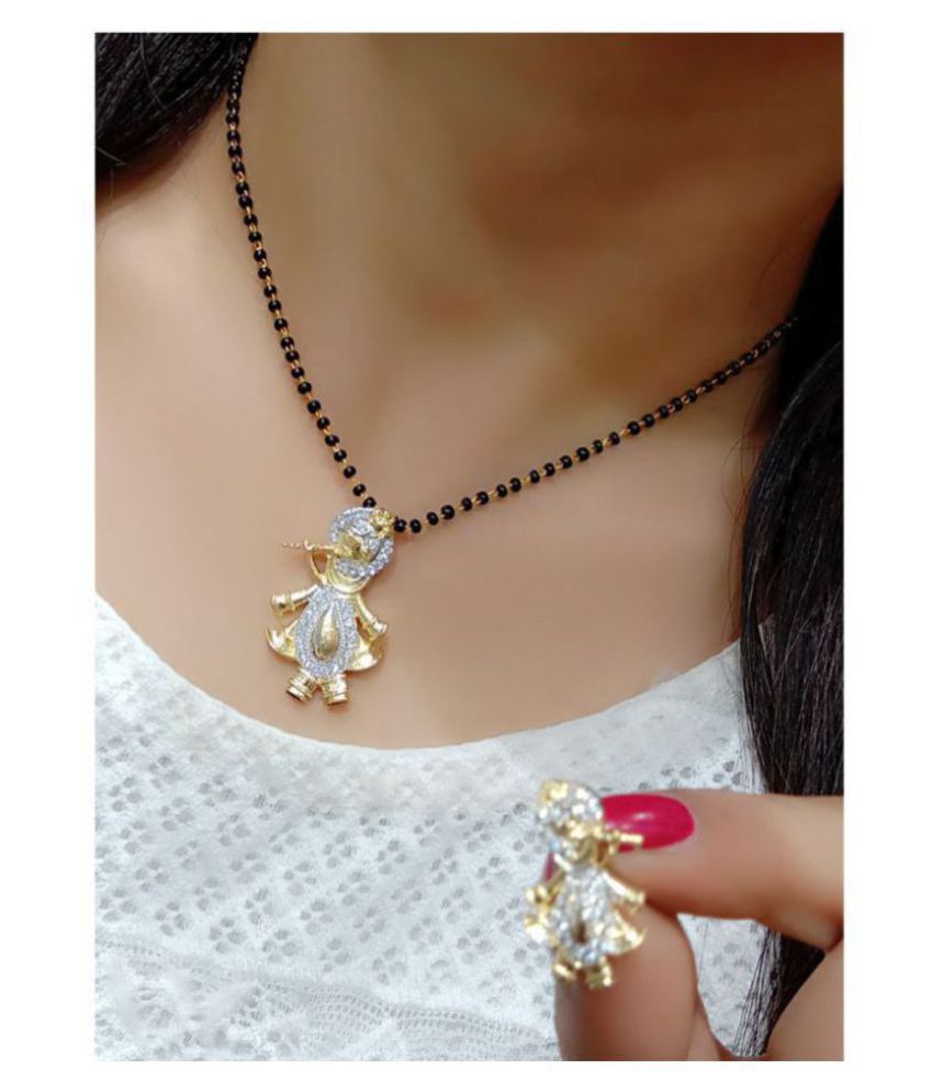     			Ladymania American Diamond Krishna Mangalsutra Set(Free Pearl Necklace Set With This Product)