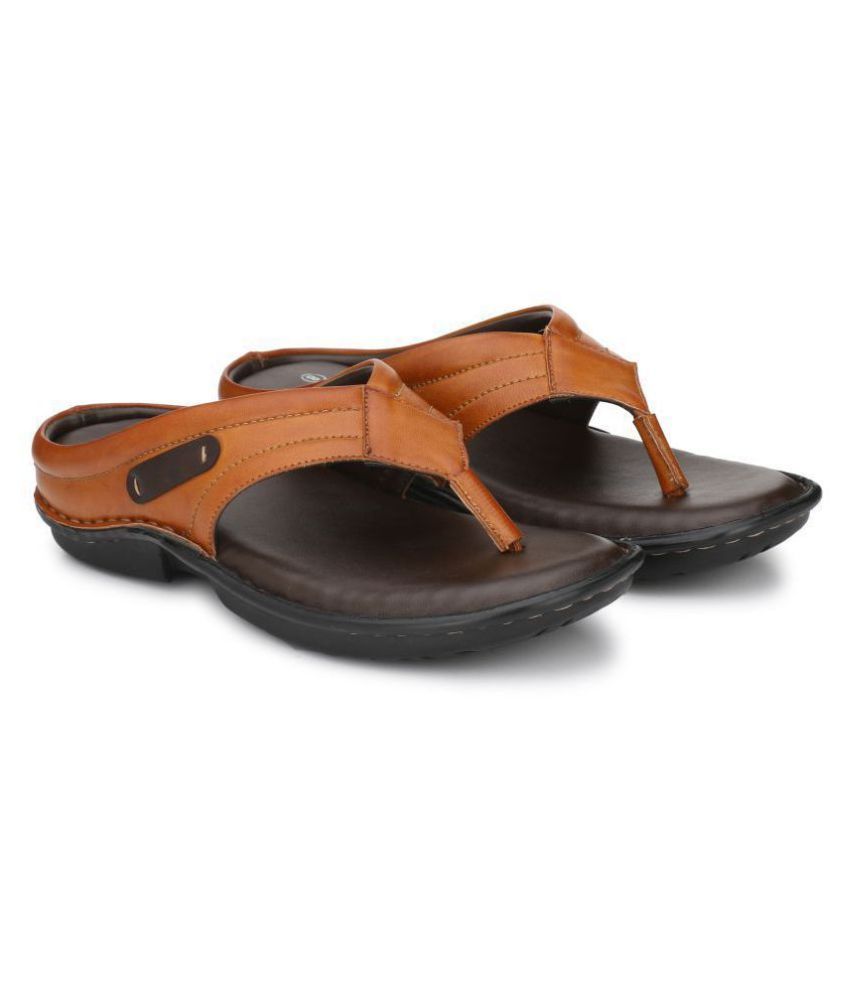 shences tan leather slippers