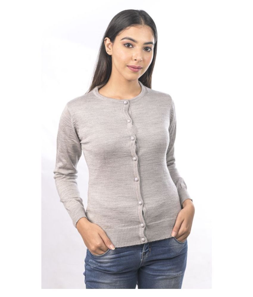     			Ogarti Acrylic Grey Buttoned Cardigans