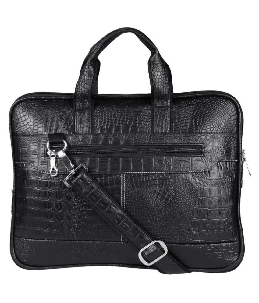     			Da Tasche SLV EXP LTHR Black Leather Office Bag