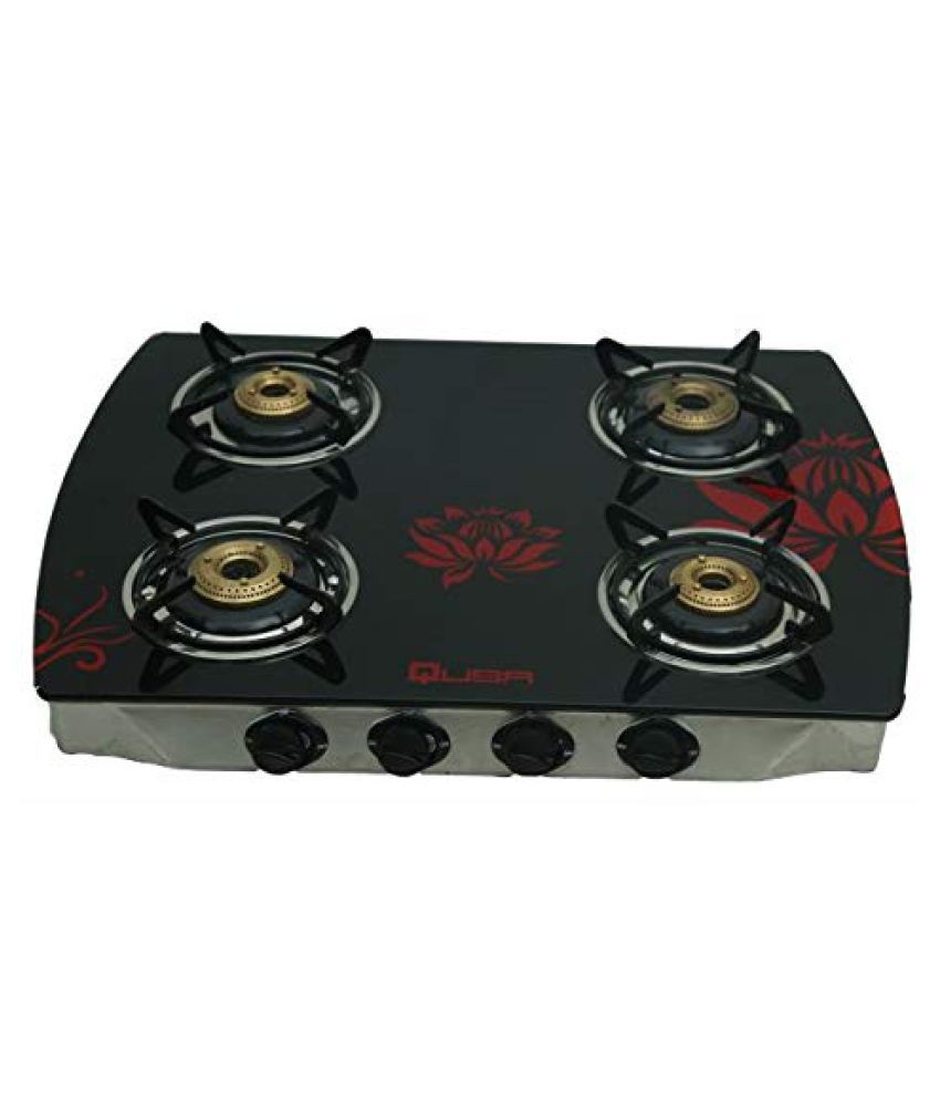 QUBA Stainless Steel Body Gas Stove in Red and Black Color Designer