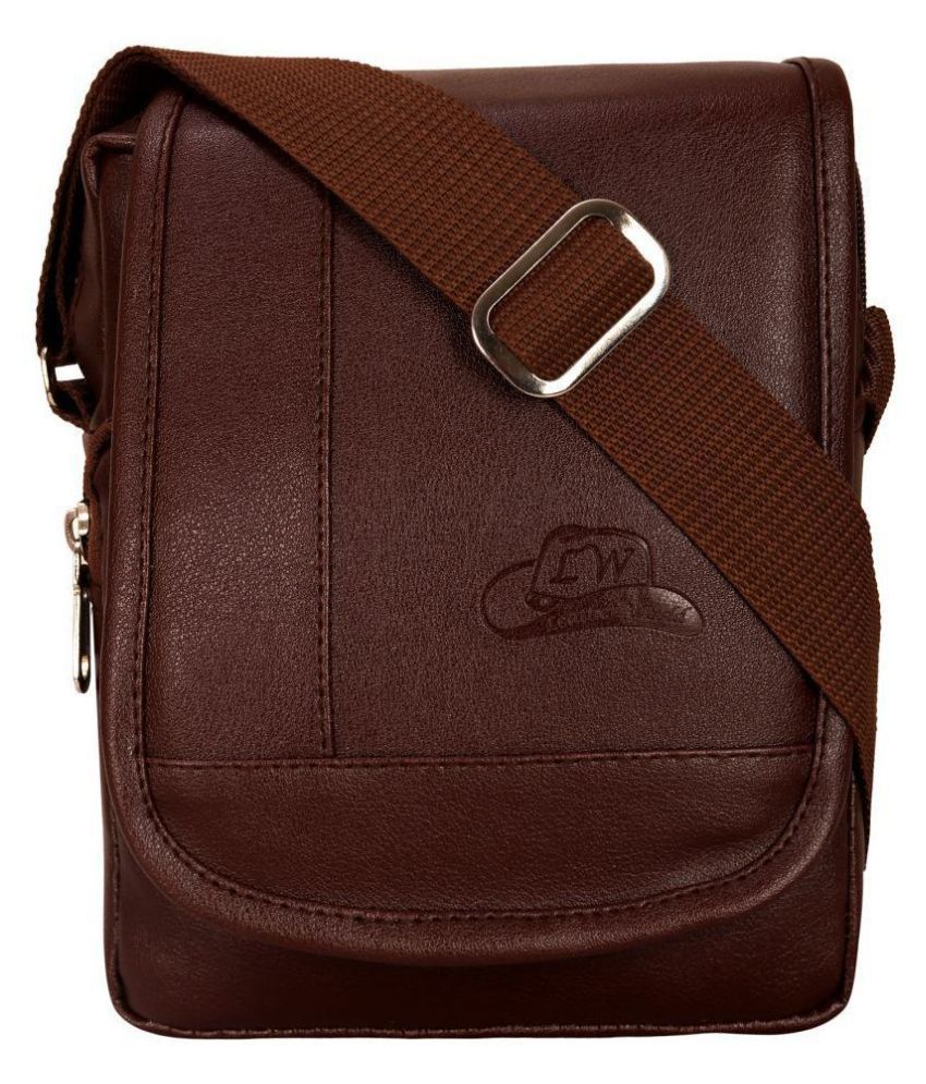     			Leather World - Brown Solid Messenger Bags