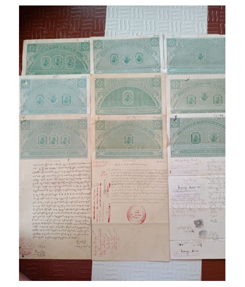 9 X All Different Set British India Burma Long Big Sized King George Kg V Bond Paper High Value Revenue Court Fee Buy 9 X