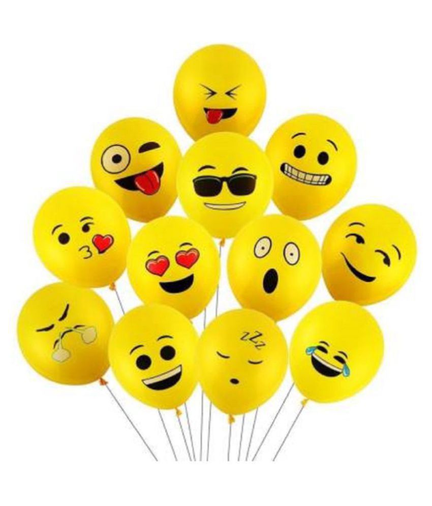     			GNGS Pack of 25 Printed Emoji Yellow Smiley Balloons