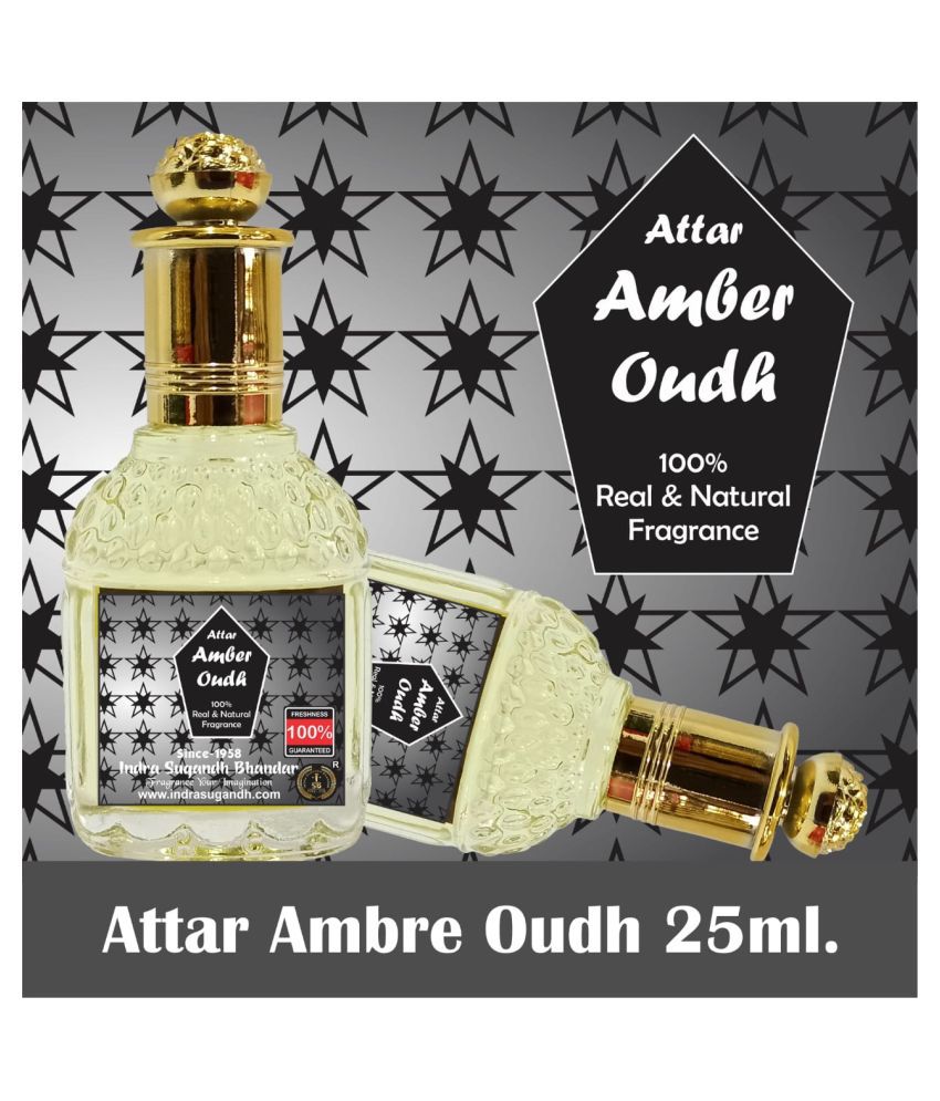     			INDRA SUGANDH BHANDAR Attar For Men|Women|Pujan Amber Oudh Real Amber and Agarwood Combination Perfume 24 Hours Long Lasting Fragrance 25ml Rollon Pack