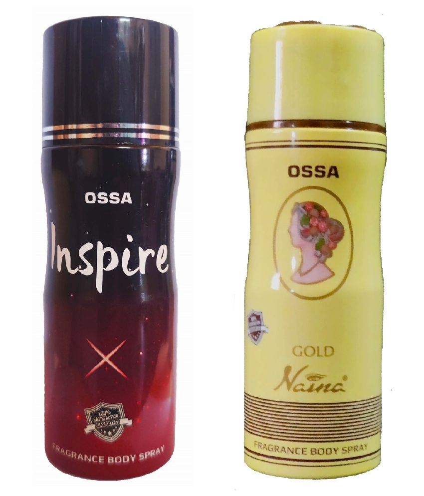     			OSSA 1 INSPIRE and 1 GOLD NAINA deodorant, 200 ml(Pack of 2)