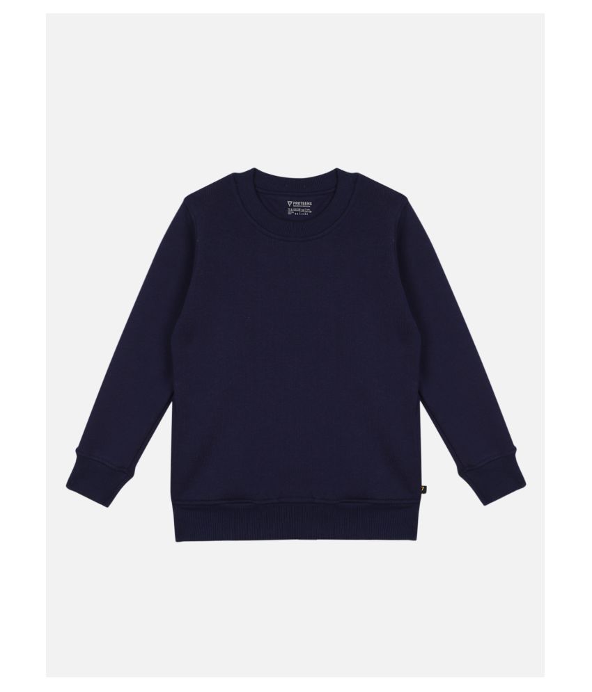     			Proteens Girls Solid Navy Blue Round Neck Sweatshirt