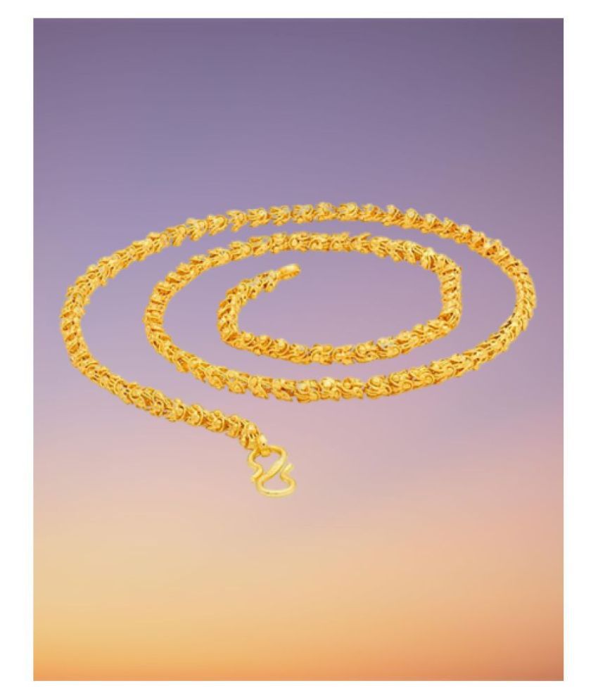    			shankhraj gold plated flower design log chain for men or women-10013